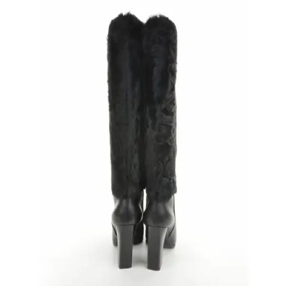 Vintage Christian Dior Black Fur Knee-high Boots 37.5 EU - Picture 2 of 16